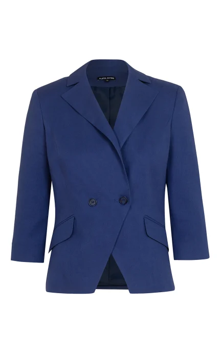 Дамско двуредно ленено сако 169-4 индиго синьо – преден изглед | Aleta Parizi