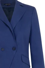 Детайл двуредно закопчаване – дамско сако 169-4 лен индиго | Aleta Parizi