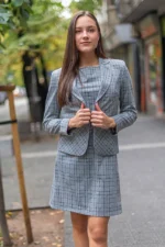 Дамско сако с остър ревер и срязване в талията, плат каре - Image 8