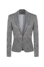 Дамско сако с остър ревер и срязване в талията, плат каре
