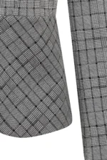 Дамско сако с остър ревер и срязване в талията, плат каре - Image 2