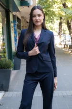 Класическо вталено сако, тъмносиньо - Image 13