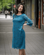 Дамска рокля от дантела с 3/4 ръкав и цип - Image 2