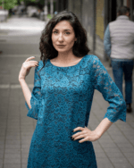 Дамска рокля от дантела с 3/4 ръкав и цип - Image 4