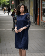 Дамска рокля от дантела с 3/4 ръкав и цип - Image 3