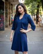 Дамска рокля с лодка деколте и А-образен силует - Image 4