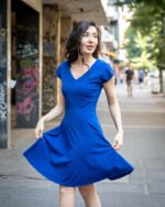 Дамска рокля с лодка деколте и А-образен силует - Image 3