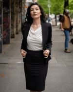 Дамски костюм от Късо болеро без ревери и класическа права пола - Image 2