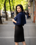 Дамски костюм от късо болеро със 7/8-ми ръкав и класическа права пола - Image 2