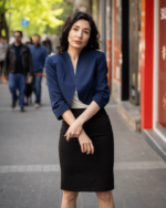 Дамски костюм от късо болеро със 7/8-ми ръкав и класическа права пола - Image 5