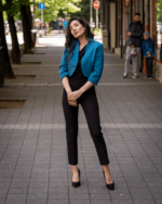 Дамски костюм от късо болеро със 7/8-ми ръкав и тесен дамски панталон - Image 2