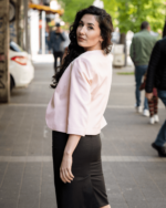 Дамски костюм от сако с 3/4 ръкав с цепка и Класическа права пола - Image 2