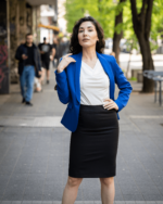 Дамски костюм от сако с едно копче и  класическа права пола - Image 2