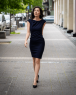 Дамски костюм от сако с едно копче и вталена женствена рокля - Image 5