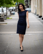 Дамски костюм от сако с едно копче и вталена женствена рокля - Image 6