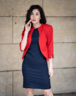 Дамски костюм от женствено късо болеро и вталена женствена рокля