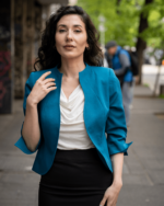 Дамски костюм от Женствено късо болеро и класическа права пола - Image 4