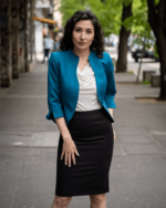 Дамски костюм от Женствено късо болеро и класическа права пола - Image 6