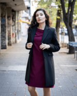 Дамско класическо вталено палто с ревери - Image 4