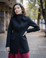 Дамско палто с голям външен джоб с капак и скрито закопчаване - Image 5