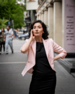 Двуредно дамско сако с 3/4 ръкав с цепка - Image 5