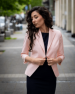 Двуредно дамско сако с 3/4 ръкав с цепка - Image 6