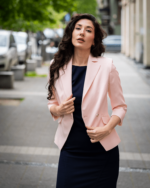 Двуредно дамско сако с 3/4 ръкав с цепка - Image 9