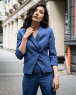 Дамско двуредно сако от лен - Image 4