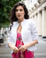 Комбинация от късо болеро със 7/8-ми ръкав и дамска рокля от шифон