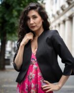 Комбинация от късо болеро със 7/8-ми ръкав и дамска рокля от шифон - Image 2