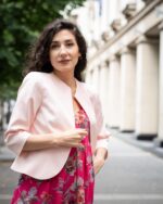 Комбинация от късо болеро без ревери и дамска рокля от шифон - Image 3