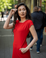 Комбинация от късо палто с декоративен колан на гърба и рокля с джобове и трапецовиден силует - Image 6