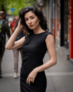 Дамски костюм от късо болеро без ревери и вталена женствена рокля - Image 5