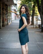 Ретро рокля с джобове и малка поло яка, с трапецовиден силует - Image 2