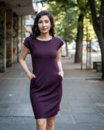 Ретро рокля с джобове и с трапецовиден силует