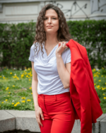 Трикотажна блуза с гръцко деколте - Image 6