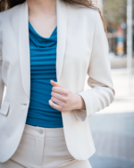 Трикотажна дамска блуза с къс ръкав - Image 5