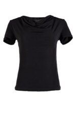 Трикотажна дамска блуза с къс ръкав и гръцко деколте