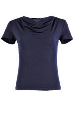 Трикотажна дамска блуза с къс ръкав и гръцко деколте - Image 3