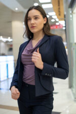 Трикотажна дамска блуза с къс ръкав и „гръцко” деколте - Image 5