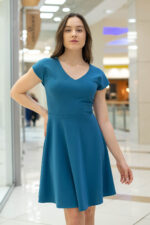 Дамска рокля с лодка деколте и А-образен силует - Image 3