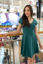 Дамска рокля с лодка деколте и А-образен силует - Image 3