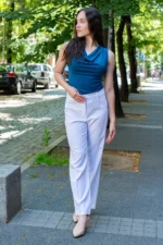 Ленен панталон с широк крачол - Image 3