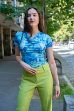 Ленен панталон с широк крачол - Image 4