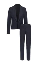 Дамски костюм от сако с шал яка и тесен панталон