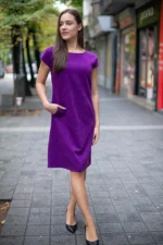 Ретро рокля с джобове и с трапецовиден силует - Image 2