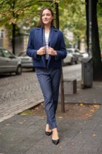 Късо дамско палто с двуредно закопчаване - Image 10