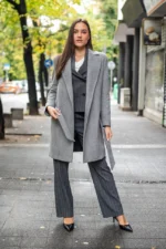 Дамско палто с ревери и колан - Image 19