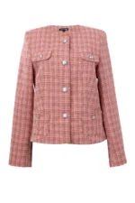 Дамски костюм от сако от плат каре и рокля с къс ръкав - Image 4