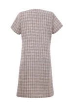 Дамски костюм от сако от плат каре и рокля с къс ръкав - Image 4